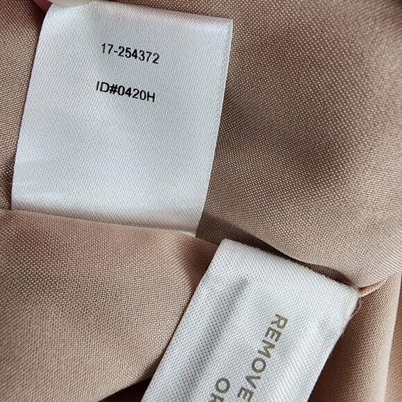 Ann Taylor LOFT Dress Size 0 Tan Ruffles Scoop Neck Pockets Tie Waist Sleeveless - Picture 10 of 11